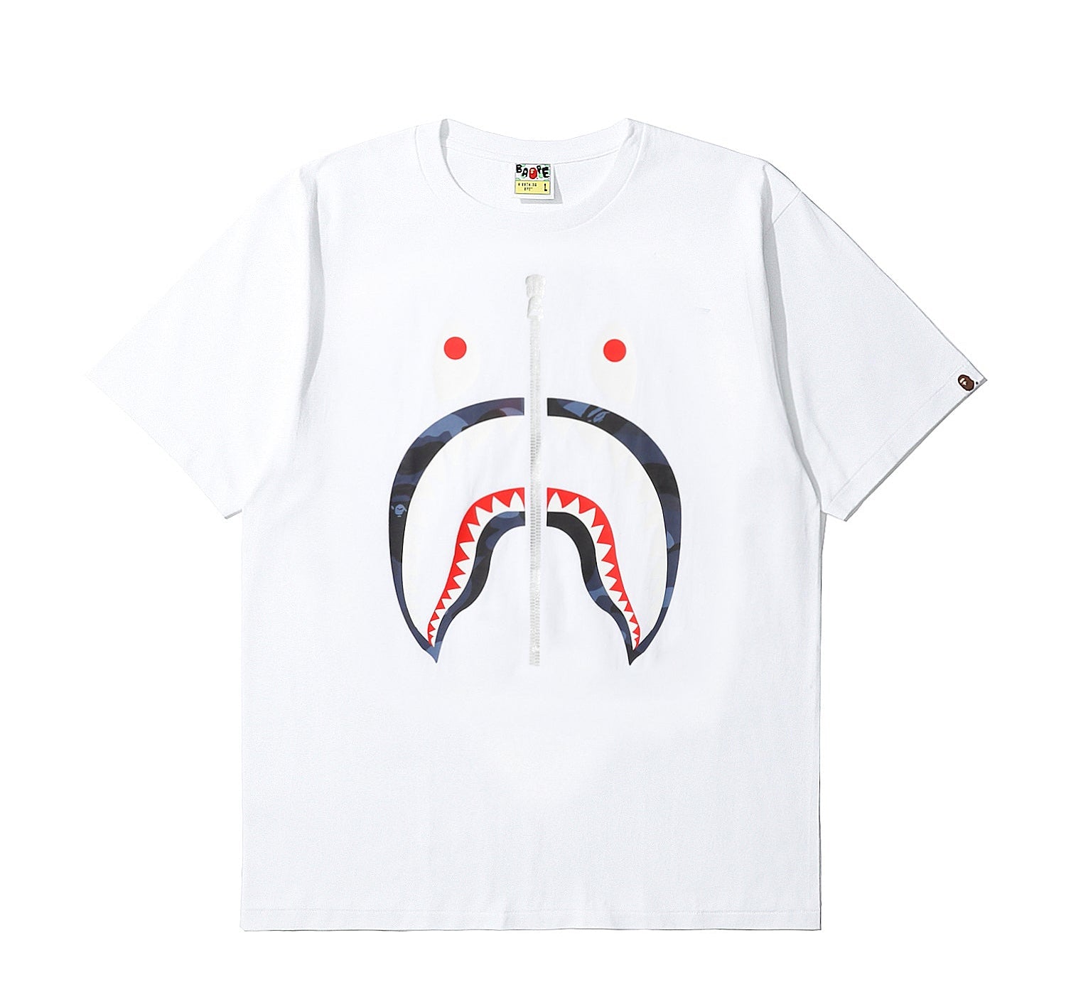 Bape T-Shirt White Camo Zip