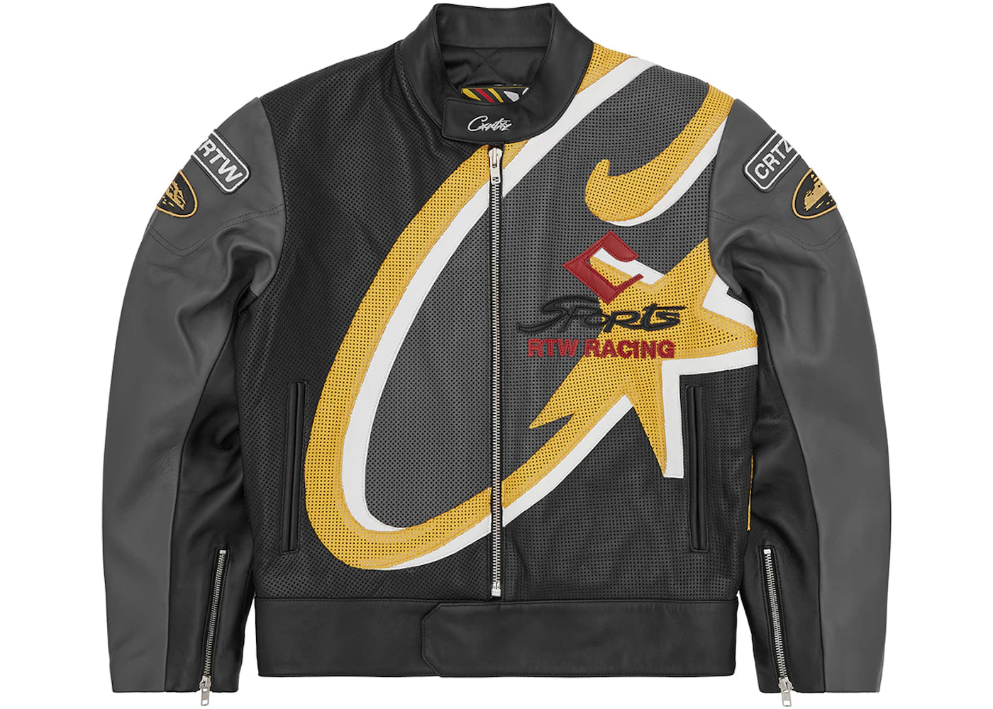 Corteiz Leather Racer Jacket Black