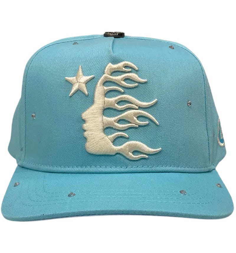 Hellstar OG Logo Hat Snapback Rhinestones Baby Blue