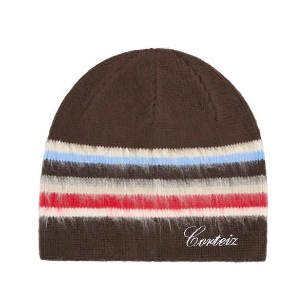 Corteiz Multi Stripe Knit Beanie Brown