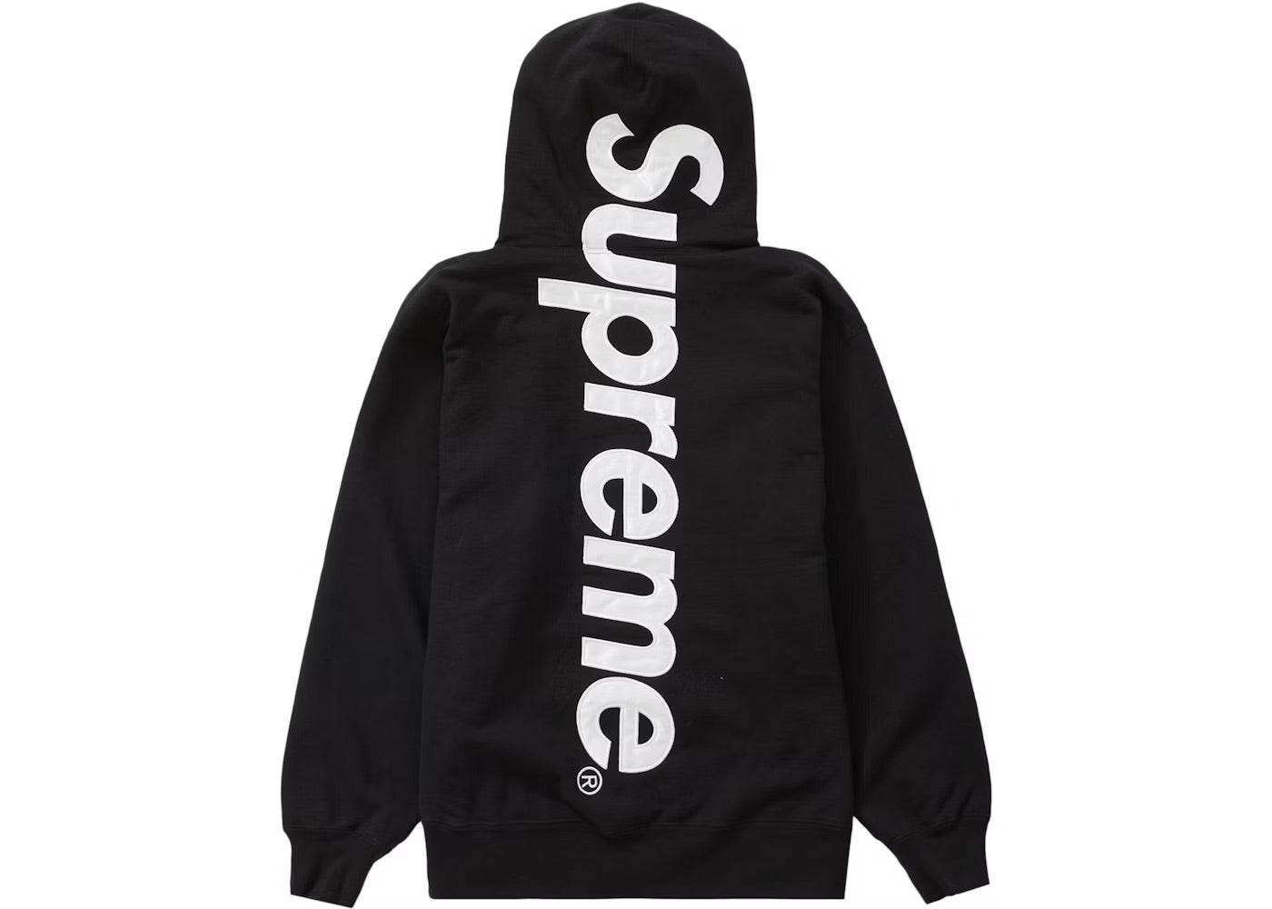 Supreme Satin Appliqué Hooded Sweatshirt Black