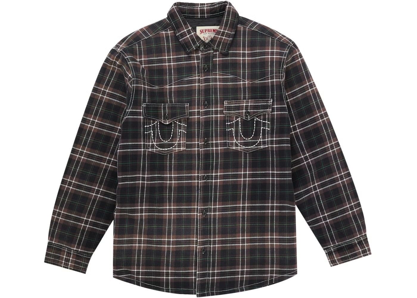 Supreme x True Religion Quilted Lined Plaid Flannel Shirt Black