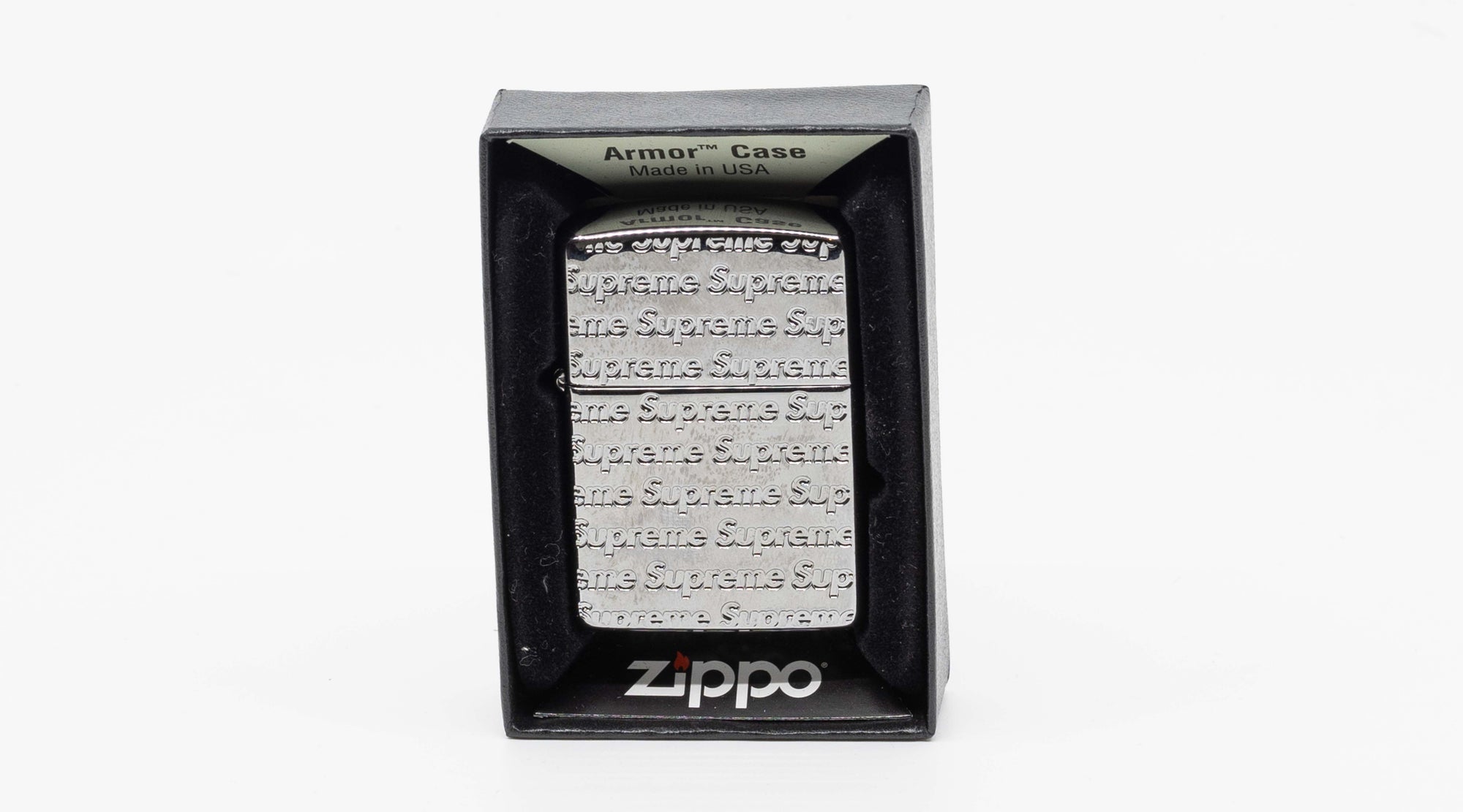Supreme Repeat Engraved Zippo "Silver"